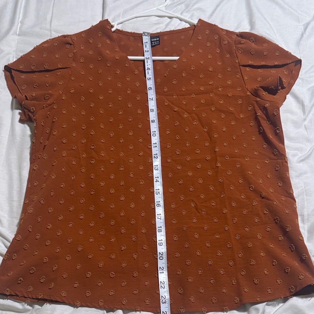SHEIN Rust V-Neck Blouse - Picture 4 of 5